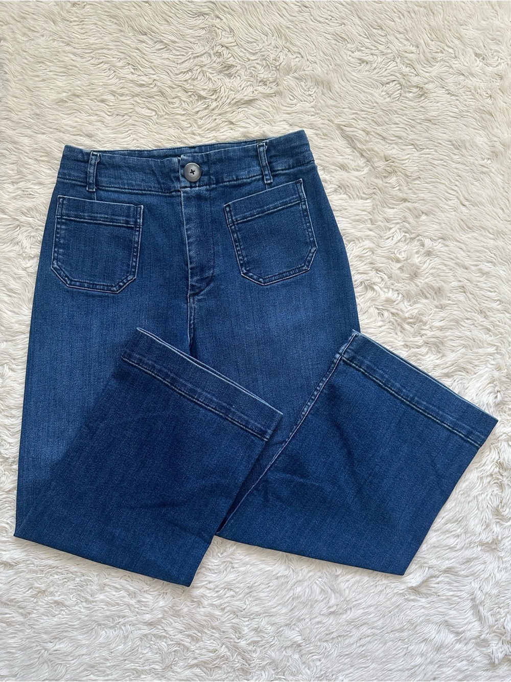 Anthropologie Pilcro Jeans The Skipper High-Rise Wide-Leg Cropped Blue Sz 27